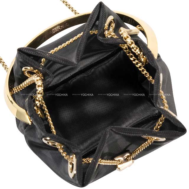 2025 JIMMY CHOO Shoulder bag Drawstring Chain Bon Bon Noir (Black) Mesh Gold HW[BRAND NEW][Authentic]