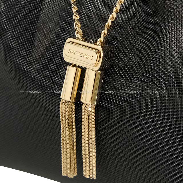 2025 JIMMY CHOO Shoulder bag Drawstring Chain Bon Bon Noir (Black) Mesh Gold HW[BRAND NEW][Authentic]