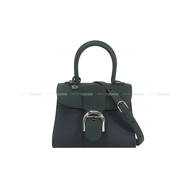 2024 AW Limited Delvaux Handbag Brillon mini Japan Limited Bicolor Pine/Night Sky Derby grain calf-leather Silver HW[EXCELLENT][Authentic]