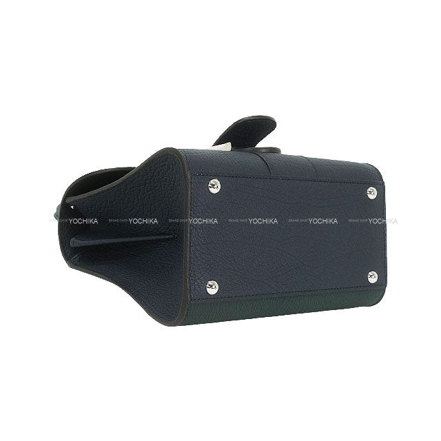 2024 AW Limited Delvaux Handbag Brillon mini Japan Limited Bicolor Pine/Night Sky Derby grain calf-leather Silver HW[EXCELLENT][Authentic]