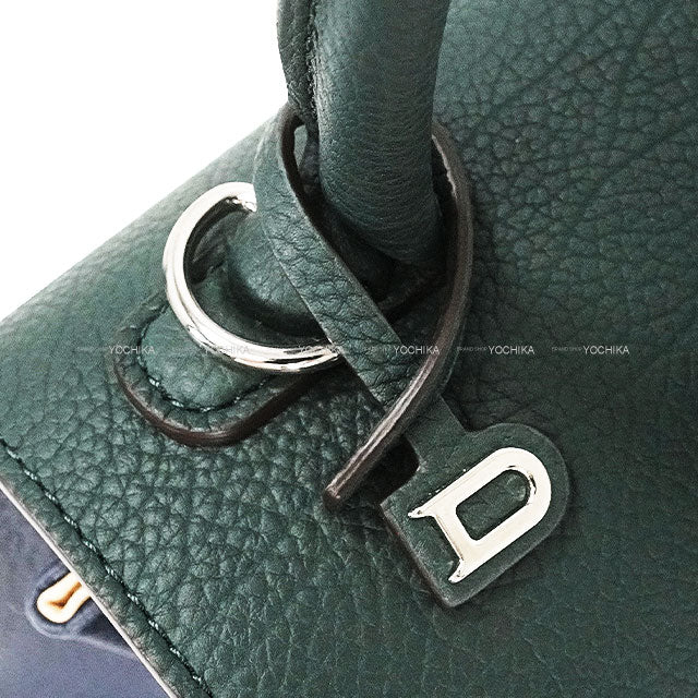 2024 AW Limited Delvaux Handbag Brillon mini Japan Limited Bicolor Pine/Night Sky Derby grain calf-leather Silver HW[EXCELLENT][Authentic]