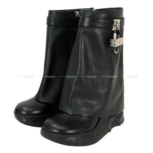 2023AW GIVENCHY boots 4G Logo Shark Lock Biker Cowboy Ankle Noir (Black) Grain Calf/rubber #38 Silver HW[ALMOST NEW][Authentic]