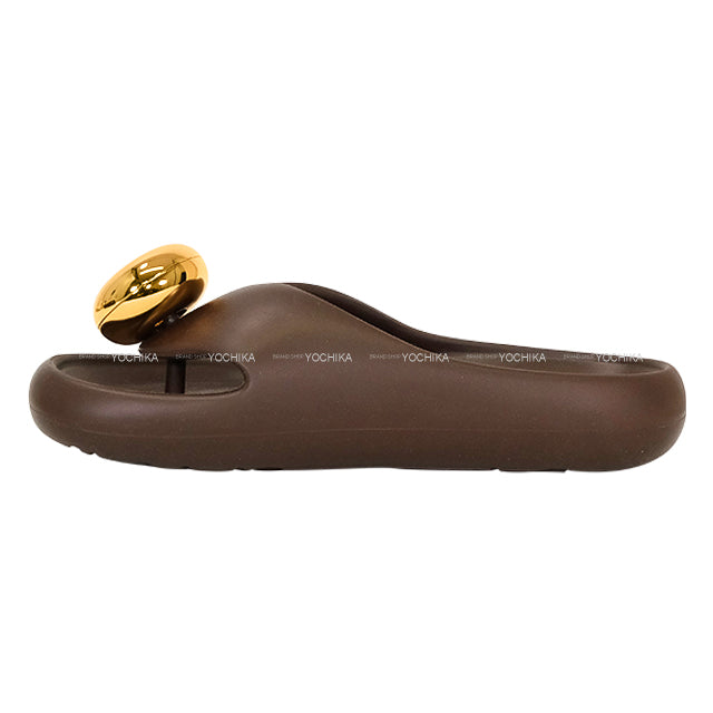 2025SS LOEWE sandals Tong Form Pebble Anagram Emboss Brown form rubber #38 Gold HW[EXCELLENT][Authentic]
