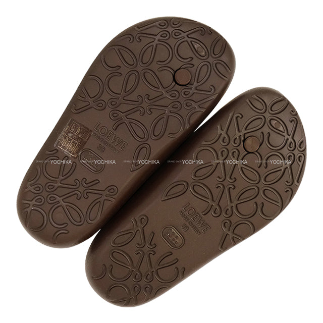 2025SS LOEWE sandals Tong Form Pebble Anagram Emboss Brown form rubber #38 Gold HW[EXCELLENT][Authentic]