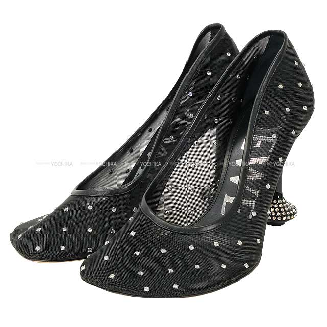 2023AW LOEWE pumps Toy 90 Heel Embellished Rhinestone Dot Noir (Black) Mesh #38 L814S01XA2[EXCELLENT][Authentic]