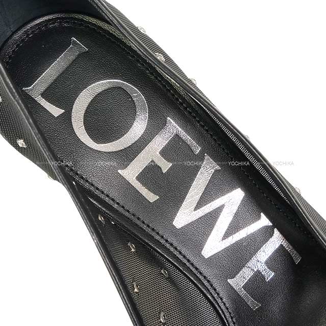 2023AW LOEWE pumps Toy 90 Heel Embellished Rhinestone Dot Noir (Black) Mesh #38 L814S01XA2[EXCELLENT][Authentic]