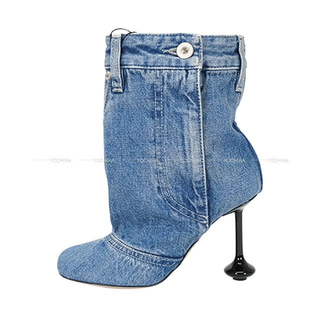 2025SS LOEWE boots Toy Panta 90 ankle bootie Blue Washed Denim #38 Antique Silver HW /Mat Silver HW LLST285X04[BRAND NEW][Authentic]
