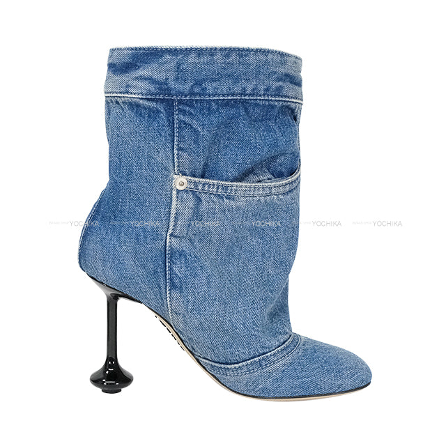 2025SS LOEWE boots Toy Panta 90 ankle bootie Blue Washed Denim #38 Antique Silver HW /Mat Silver HW LLST285X04[BRAND NEW][Authentic]
