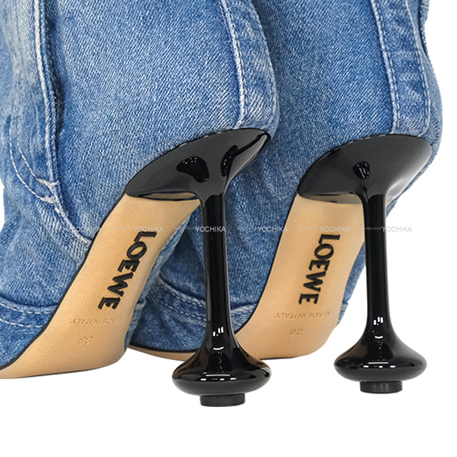 2025SS LOEWE boots Toy Panta 90 ankle bootie Blue Washed Denim #38 Antique Silver HW /Mat Silver HW LLST285X04[BRAND NEW][Authentic]