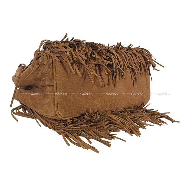 PRADA Shoulder bag Galleria Fringe medium 2way Hand Dark brown Suede Gold HW LBA457[BRAND NEW][Authentic]