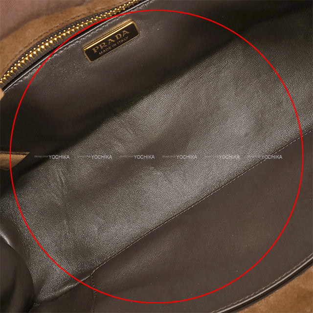 PRADA Shoulder bag Galleria Fringe medium 2way Hand Dark brown Suede Gold HW LBA457[BRAND NEW][Authentic]