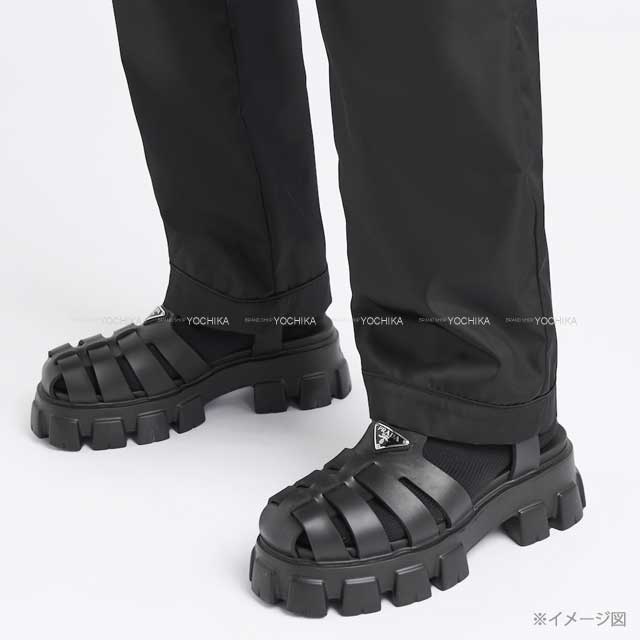 2022SS PRADA sandals Monolith rubber Double-soled Noir (Black) Polyurethane #38 Silver HW 2X3083[EXCELLENT][Authentic]