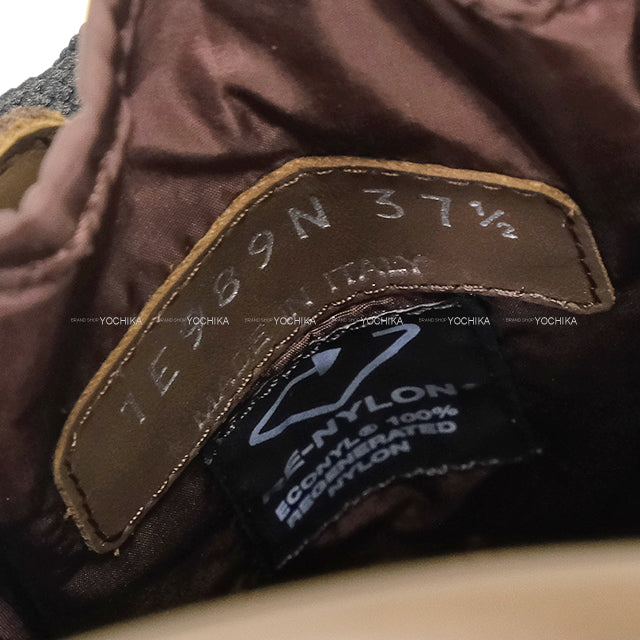 PRADA sandals Collapse Lace-up mules Re-Nylon Cafe Brown Nyron /Suede/Rubber #37.5 1E989N[BRAND NEW][Authentic]