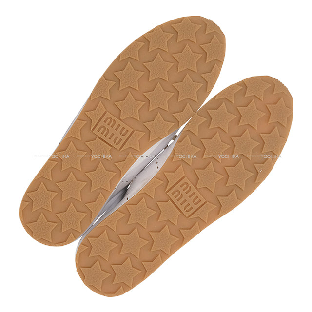 Miu Miu sneakers Plume Bleached Two-Tone Cord Shoes with Shoelaces Blanc (White)/Brown Nappa Leather #38 5E114E[BRAND NEW][Authentic]