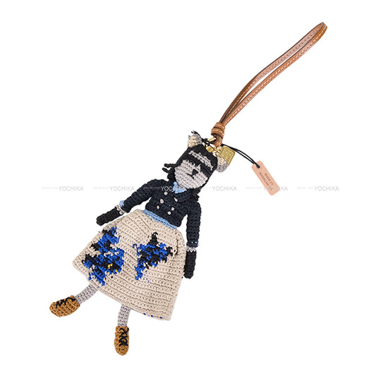 2024 AW Miu Miu bag charm Sunglasses Dress Technical Yarn Trick Navy/Blanc (White) Polyester/Cow Leather Champagne Gold HW 5TT215[BRAND NEW][Authentic]