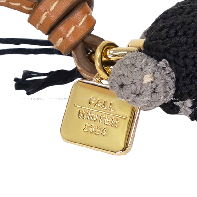 2024 AW Miu Miu bag charm Sunglasses Dress Technical Yarn Trick Navy/Blanc (White) Polyester/Cow Leather Champagne Gold HW 5TT215[BRAND NEW][Authentic]