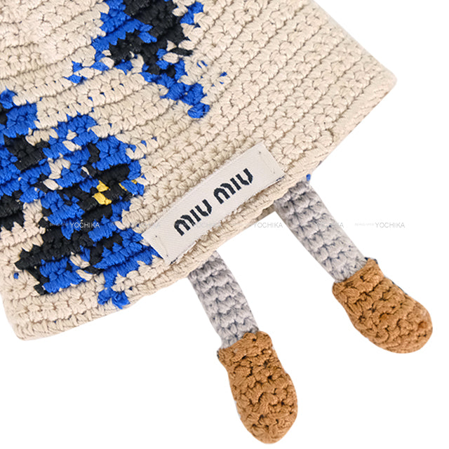 2024 AW Miu Miu bag charm Sunglasses Dress Technical Yarn Trick Navy/Blanc (White) Polyester/Cow Leather Champagne Gold HW 5TT215[BRAND NEW][Authentic]