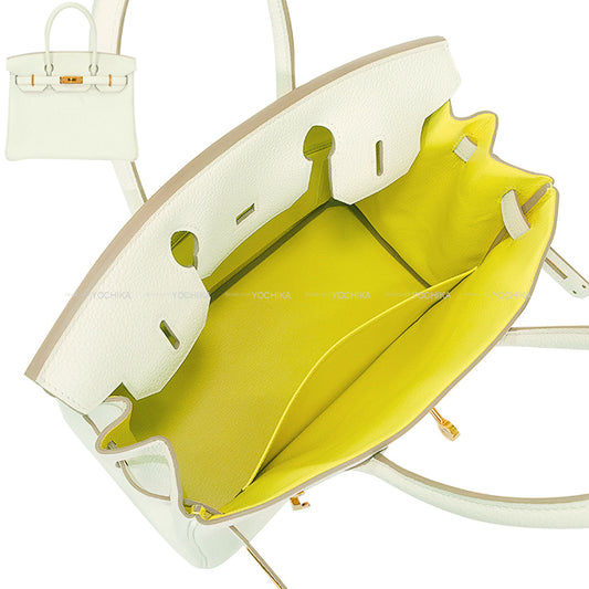 HERMES Handbag Birkin30 Special order HSS Mushroom/Lime Veau Togo Rose Gold HW Stamp B[EXCELLENT][Authentic]