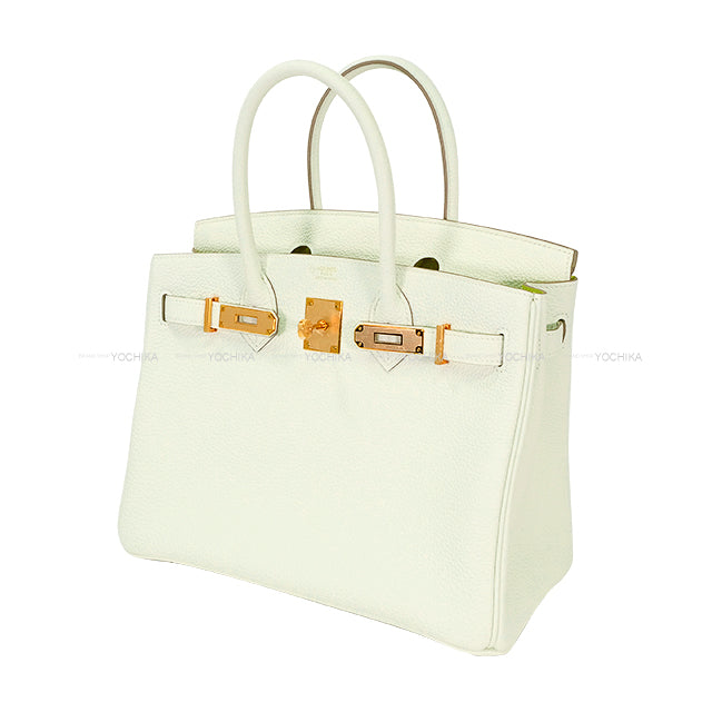 HERMES Handbag Birkin30 Special order HSS Mushroom/Lime Veau Togo Rose Gold HW Stamp B[EXCELLENT][Authentic]