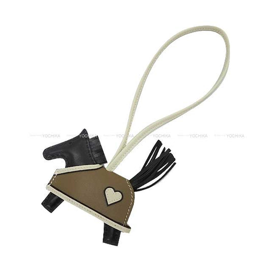 HERMES bag charm Rodeo Robeo Coeur PM Noir (Black)/Craie/Etoupe Agneau Milo Stamp K[BRAND NEW][Authentic]
