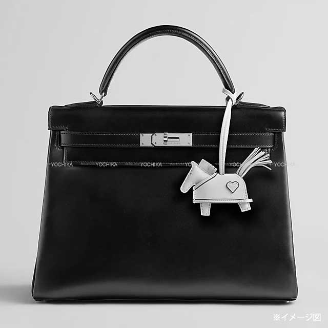 HERMES bag charm Rodeo Robeo Coeur PM Noir (Black)/Craie/Etoupe Agneau Milo Stamp K[BRAND NEW][Authentic]