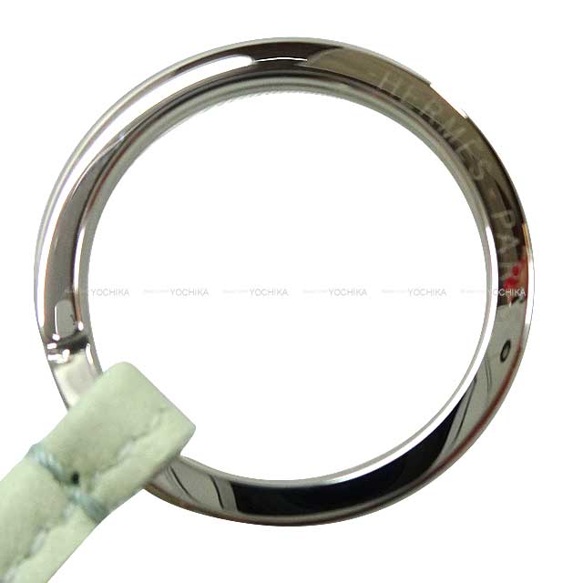 HERMES key ring Carmen Tricolor Vert Fizz/Gold/Nata Agneau Milo Silver HW Stamp B[EXCELLENT][Authentic]