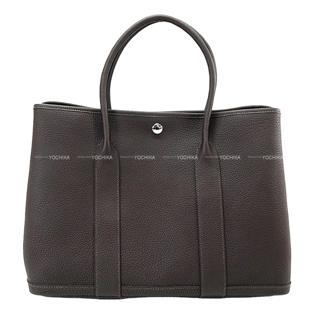 HERMES tote bag Garden Party 36 PM All Leather Dark Bronze Veau Negonda Silver HW Stamp K[BRAND NEW][Authentic]