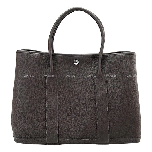 HERMES tote bag Garden Party 36 PM All Leather Dark Bronze Veau Negonda Silver HW Stamp K[BRAND NEW][Authentic]