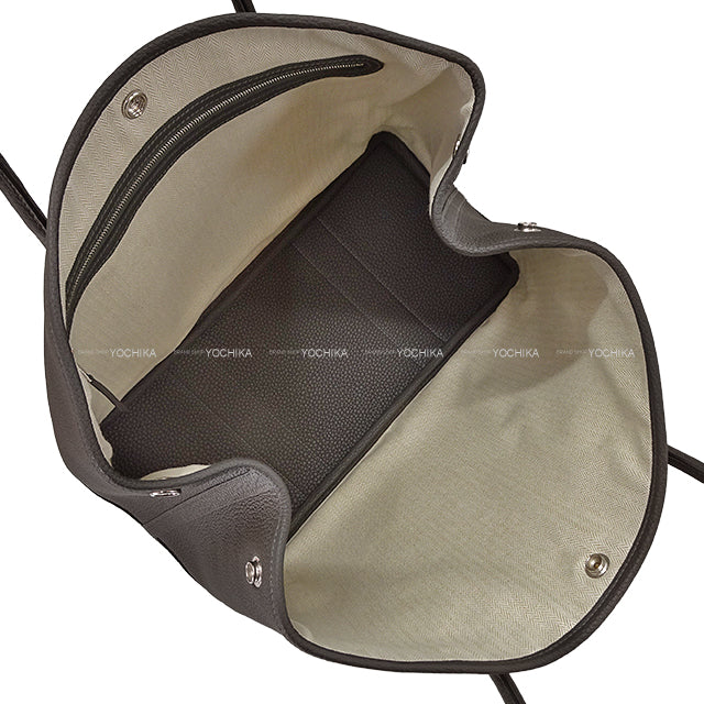 HERMES tote bag Garden Party 36 PM All Leather Dark Bronze Veau Negonda Silver HW Stamp K[BRAND NEW][Authentic]