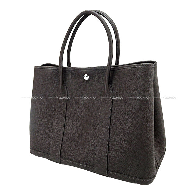 HERMES tote bag Garden Party 36 PM All Leather Dark Bronze Veau Negonda Silver HW Stamp K[BRAND NEW][Authentic]