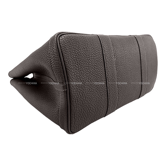 HERMES tote bag Garden Party 36 PM All Leather Dark Bronze Veau Negonda Silver HW Stamp K[BRAND NEW][Authentic]