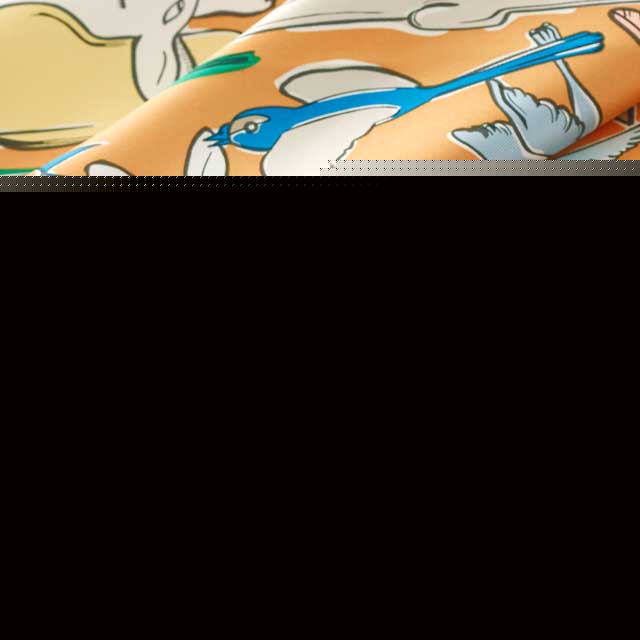 2023 AW HERMES scarf Carre 90 Mille et Un Lapins Gris clair/Baige'dore/Multicolor Silk100%[EXCELLENT][Authentic]