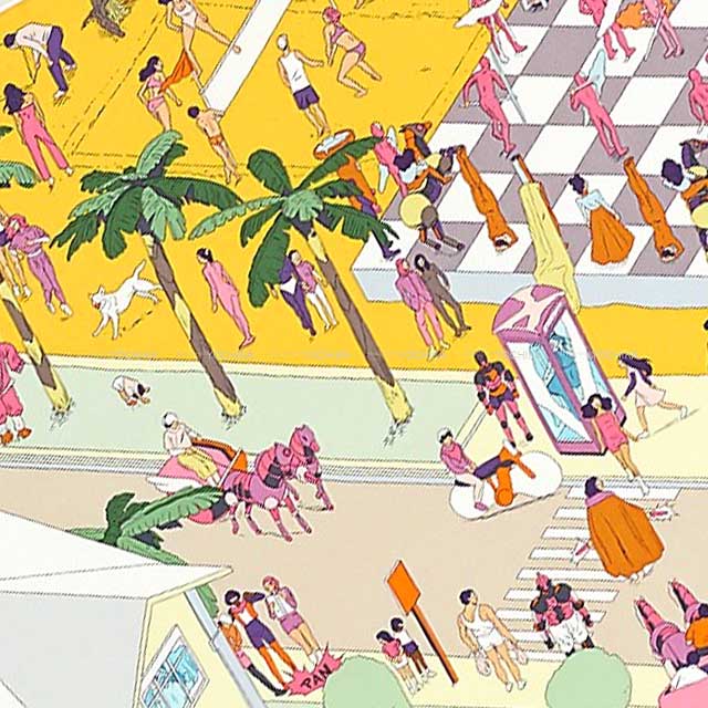 2022 HERMES scarf Carre 90 Hermes on The Beach Jaune/Soleil/Vert Silk100%[EXCELLENT][Authentic]