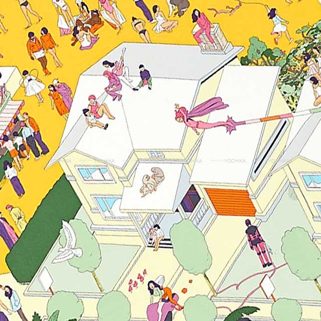 2022 HERMES scarf Carre 90 Hermes on The Beach Jaune/Soleil/Vert Silk100%[EXCELLENT][Authentic]