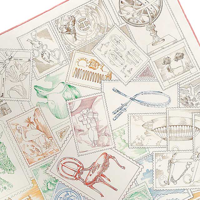 2025SS HERMES scarf Carre 90 Le Philateliste du Faubourg Pink/White/Multi color Silk100%[BRAND NEW][Authentic]