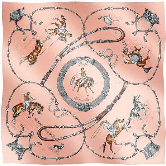 2023AW HERMES scarf Carre 70 Pampa Rose Poodle/Gray/Beige Dre Silk100%[EXCELLENT][Authentic]