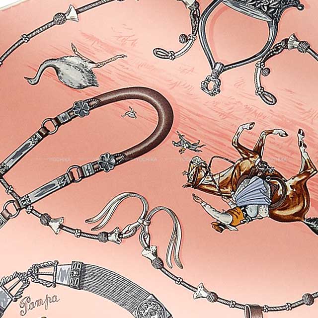 2023AW HERMES scarf Carre 70 Pampa Rose Poodle/Gray/Beige Dre Silk100%[EXCELLENT][Authentic]