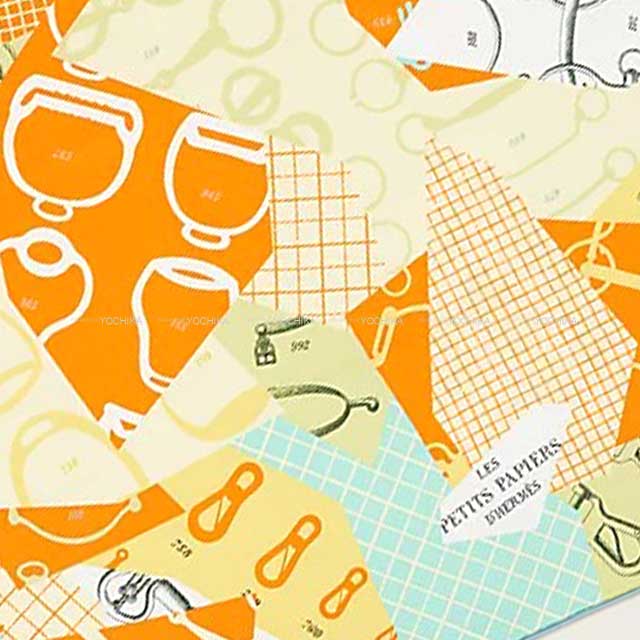 2023SS HERMES scarf Carre 70 Les Petit Papier'd Joune/Multicolor Silk100%[EXCELLENT][Authentic]