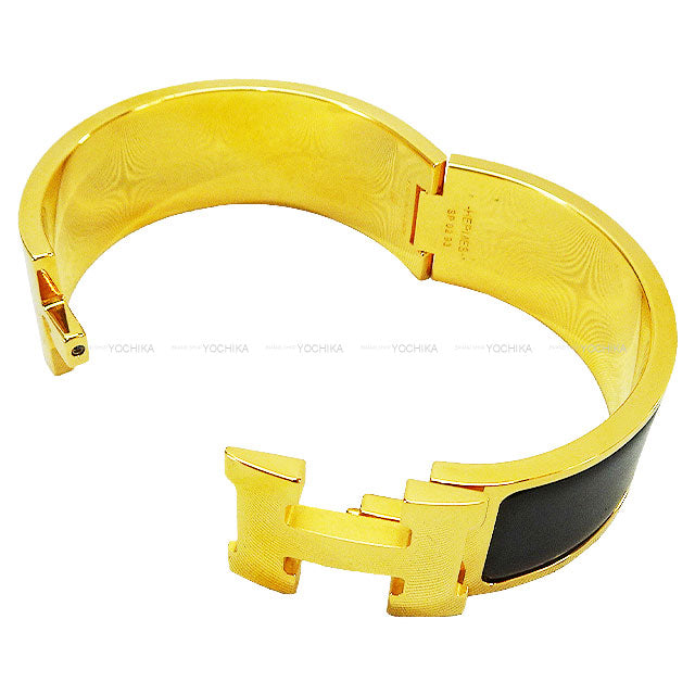 HERMES bracelet Clic-Clac H PM Noir (Black) Enamel Lacquer/Enamel Gold Plated Gold HW[EXCELLENT][Authentic]