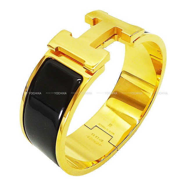 HERMES bracelet Clic-Clac H PM Noir (Black) Enamel Lacquer/Enamel Gold Plated Gold HW[EXCELLENT][Authentic]