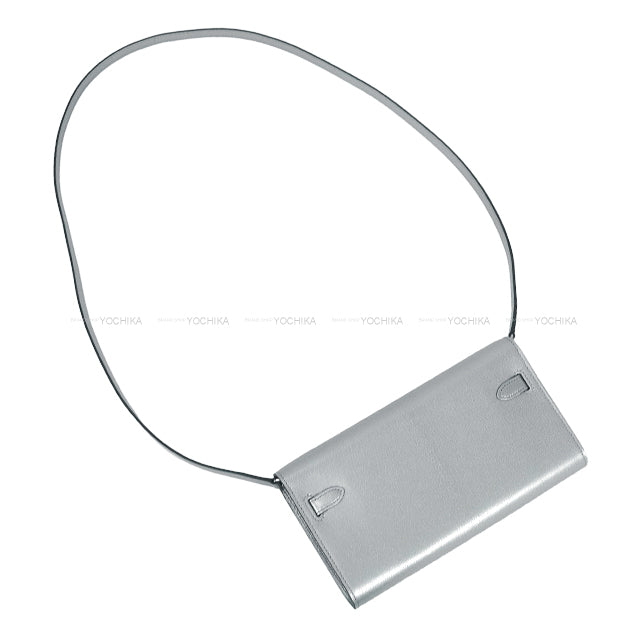 HERMES long wallet Kelly Wallet Long To Go Argente (Metallic Silver) Chevre Chamkila Silver HW Stamp K[BRAND NEW][Authentic]