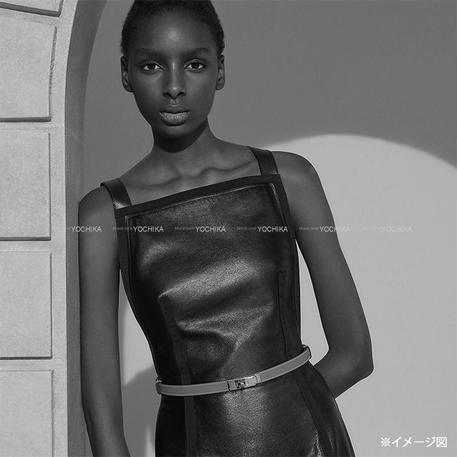 [Pre-loved] HERMES belt Kelly Belt 18 Noir (Black) Veau Epsom Rose Gold HW Stamp X[LIKE NEW][Authentic]