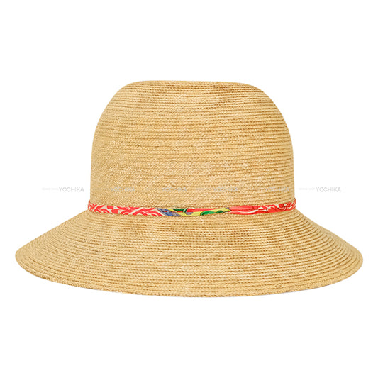 HERMES Straw Silk Ribbon Naturel/Red Pile[EXCELLENT][Authentic]