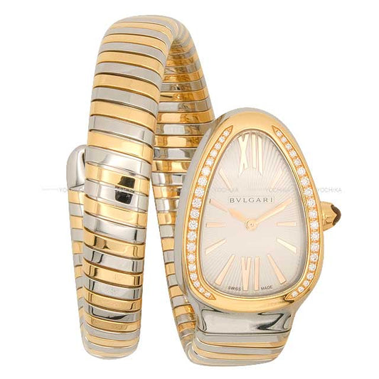 [Pre-loved] BVLGARI Watches Serpenti Tubogas Combo Quartz #S Stainless steel/Au750/Diamond SP35C6SPGD 1T[LIKE NEW][Authentic]