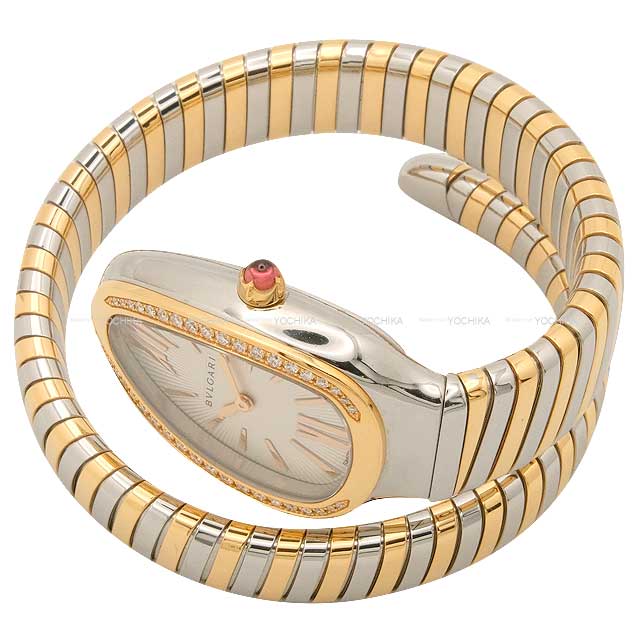 [Pre-loved] BVLGARI Watches Serpenti Tubogas Combo Quartz #S Stainless steel/Au750/Diamond SP35C6SPGD 1T[LIKE NEW][Authentic]
