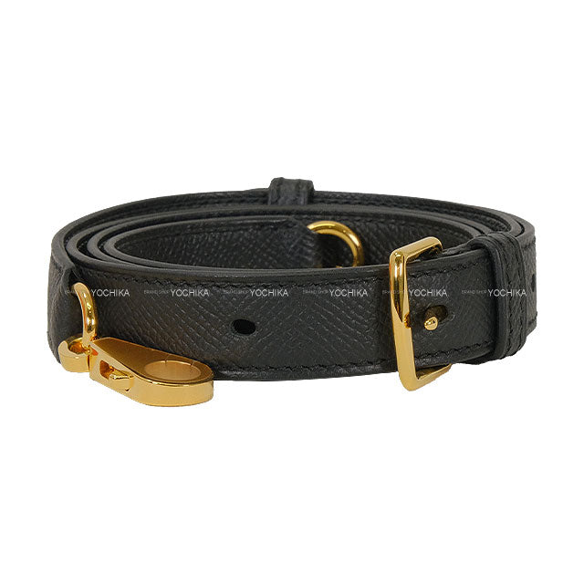HERMES shoulder strap Bandouliere A Strap 20mm Noir (Black) Veau Epsom Gold HW Stamp K[BRAND NEW][Authentic]