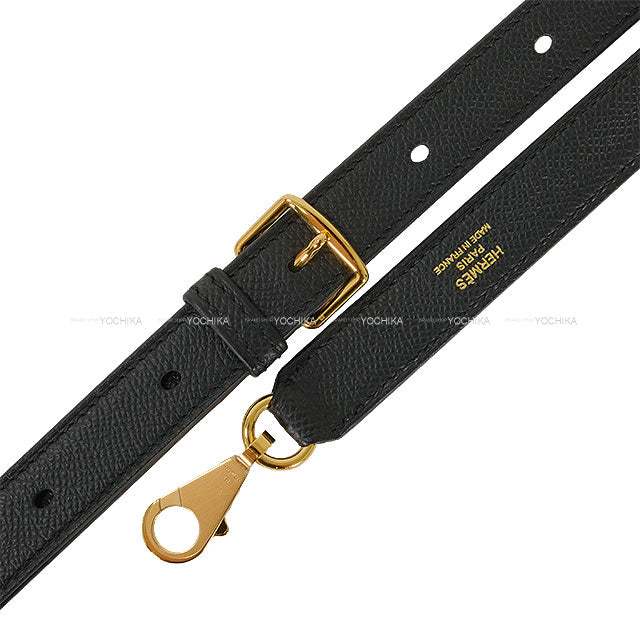 HERMES shoulder strap Bandouliere A Strap 20mm Noir (Black) Veau Epsom Gold HW Stamp K[BRAND NEW][Authentic]