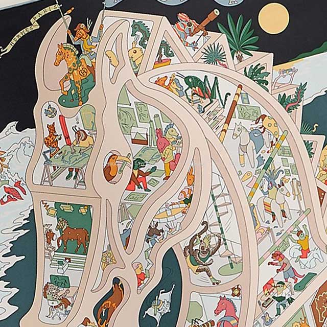 2025AW HERMES scarf Carre 90 ACADEMIA HPPICA Noir (Black)/Ardoise//Rose Poodle Silk100%[BRAND NEW][Authentic]