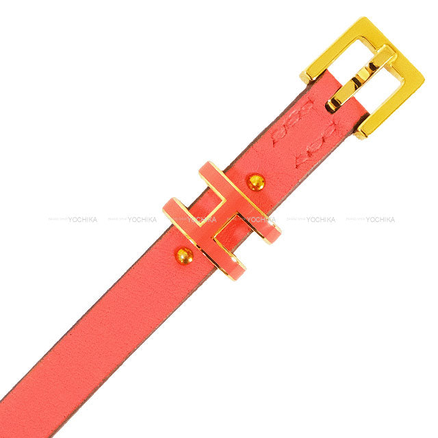 HERMES bracelet Pop H Double Tour #T2 Rose Texese Veau Swift/Metal Gold HW Stamp K LF1204[BRAND NEW][Authentic]