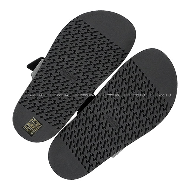 HERMES sandals Chypre Noir (Black) Calf ＃37 Silver HW[BRAND NEW][Authentic]